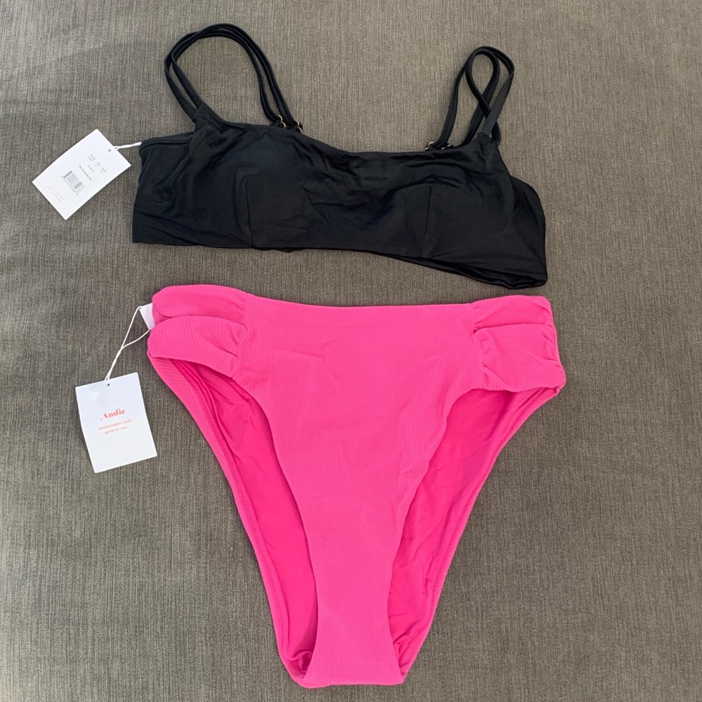Andie Swim Bikini Set Rockaway Top and Ruched Side Bottom - NWT swimsuit